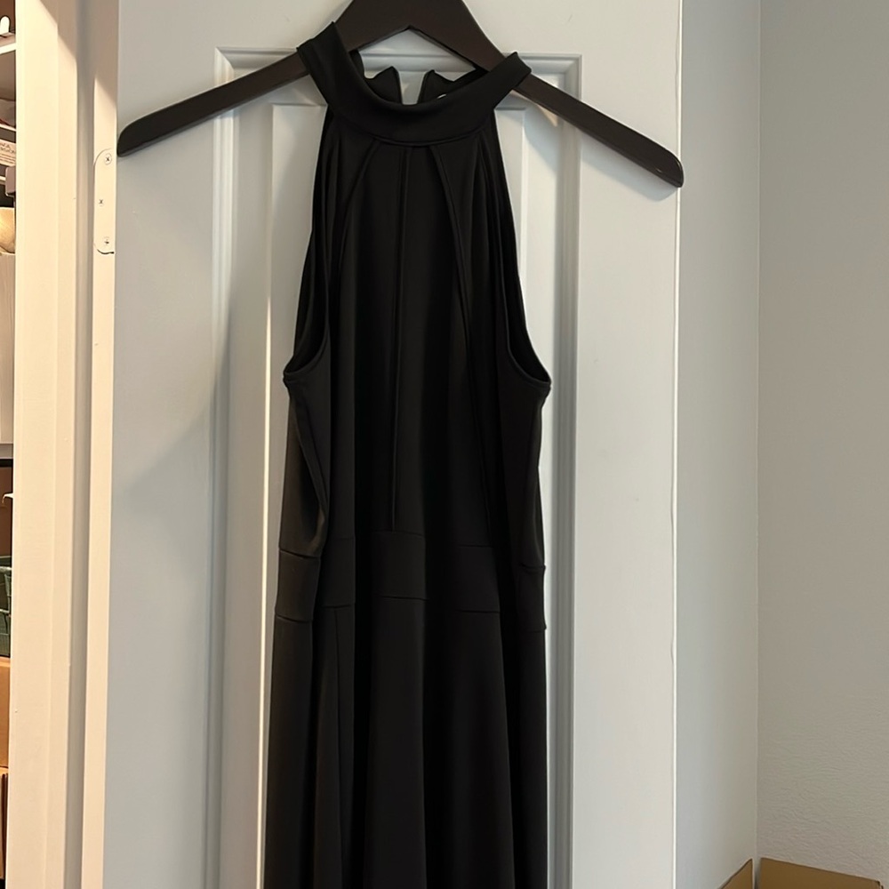 Full length black halter dress, size medium